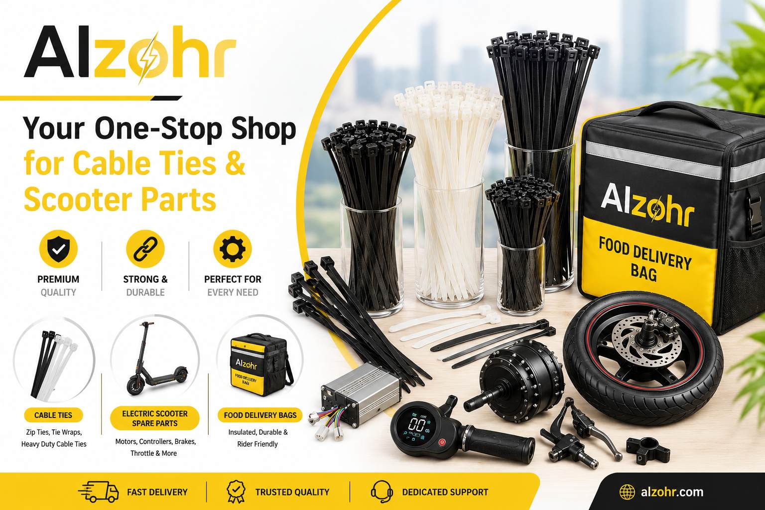 Premium Cable Ties, Food Delivery Bags & Scooter Spare Parts